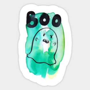 Boo - Green Watercolor Ghost Sticker